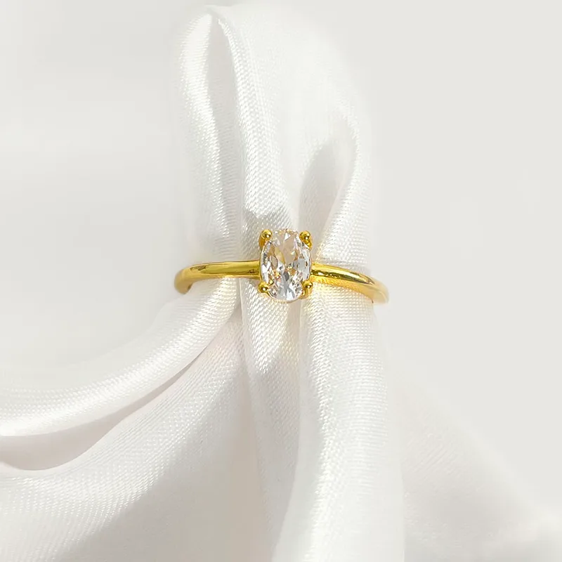 Oval Stone Open Ring